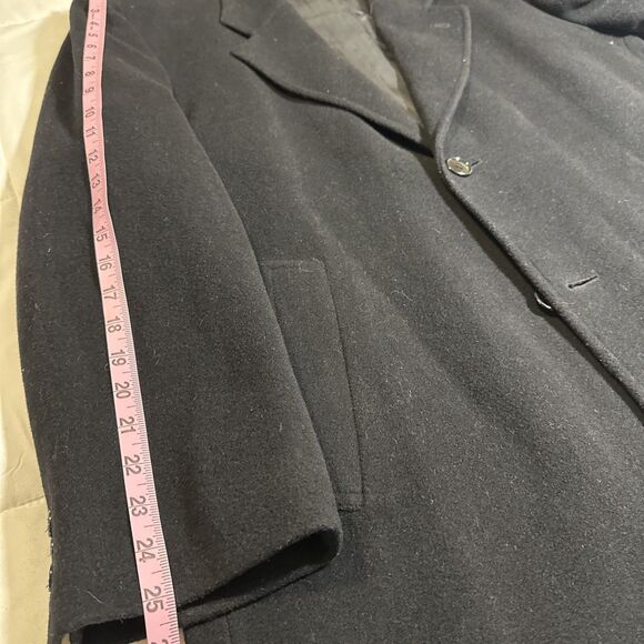 Christian Aujard Single Breasted Cashmere Blend Black 3 Button Overcoat Size 44R - Picture 14 of 16